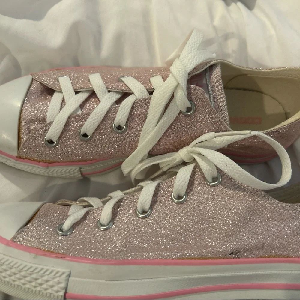 Vintage Y2K Converse‎ All Star Pink Glitter Low Top Kids Size 3 (2001)